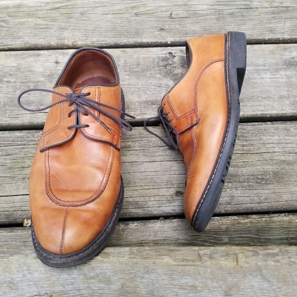 Allen Edmonds Split‎ Front Moc Toe Oxfords Derby Tan Leather Casual Dress 10 D
